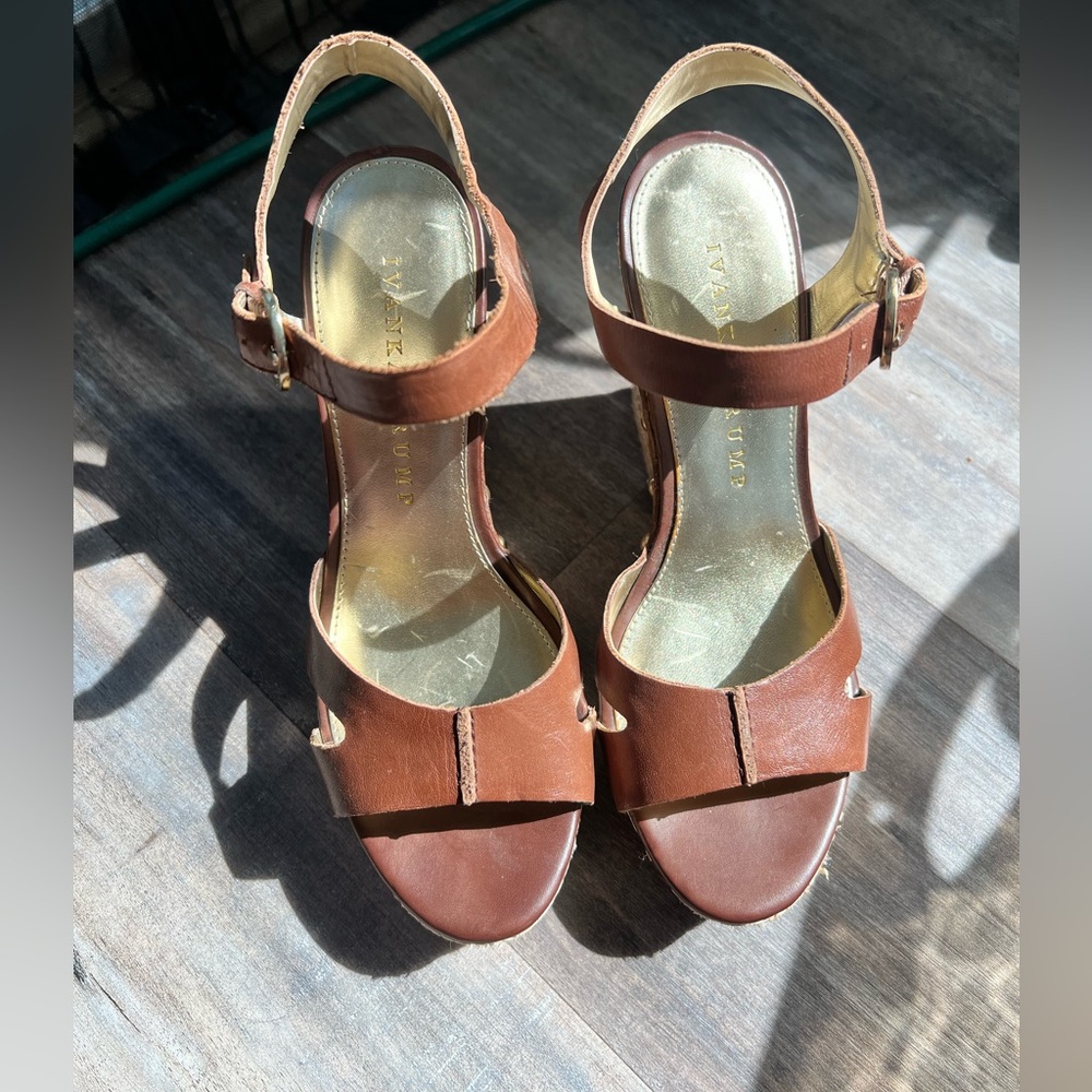 Ivanka Trump brown wedge sandals